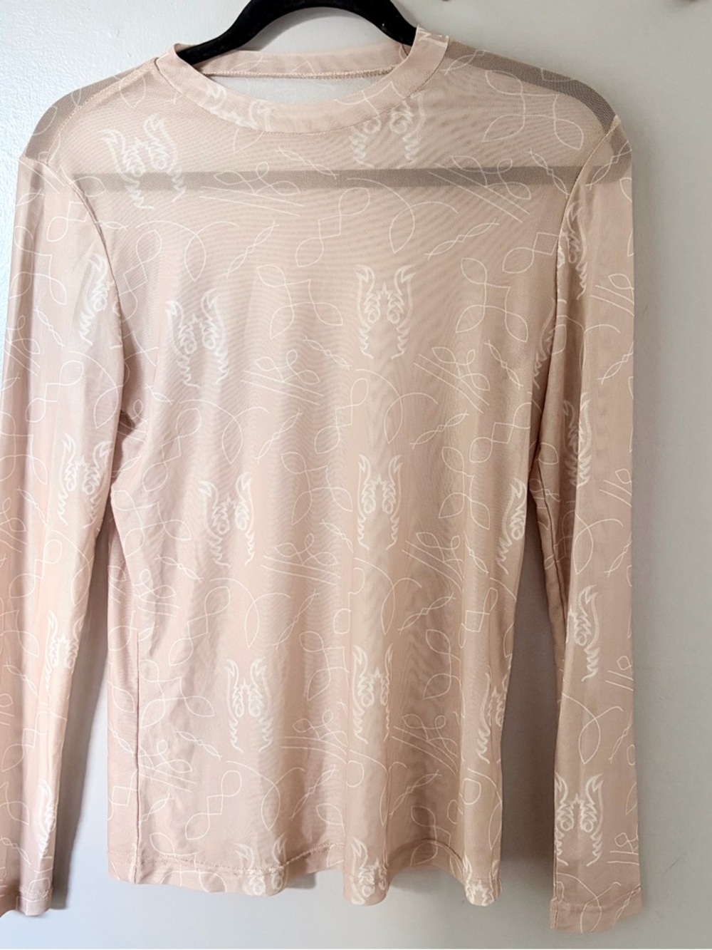 Turquoise Haven Tan Western Mesh Long Sleeve Top S